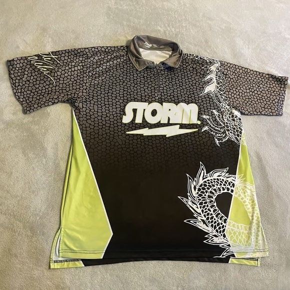 Storm Other - Storm Dragon Design Polo Shirt in Black and Lime